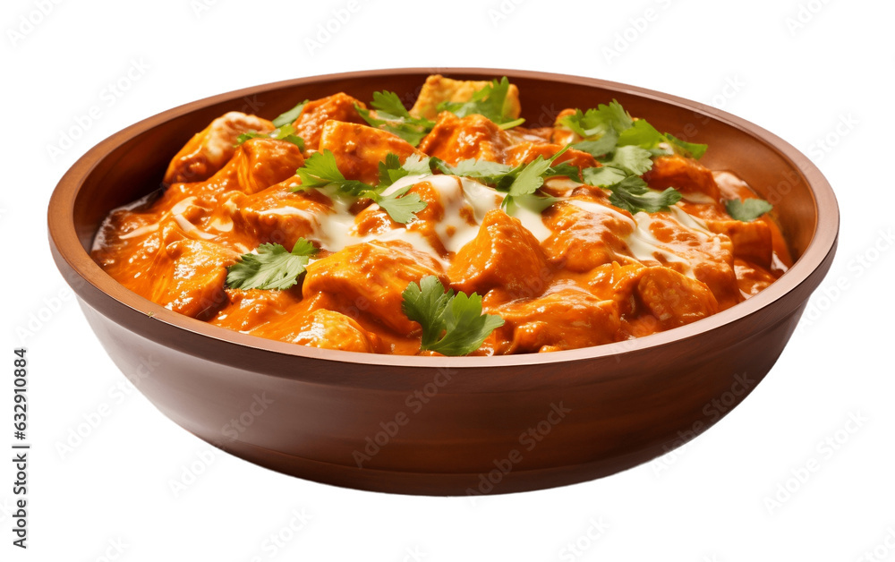 Indian Butter Chicken Curry in Balti Dish. Generative AI