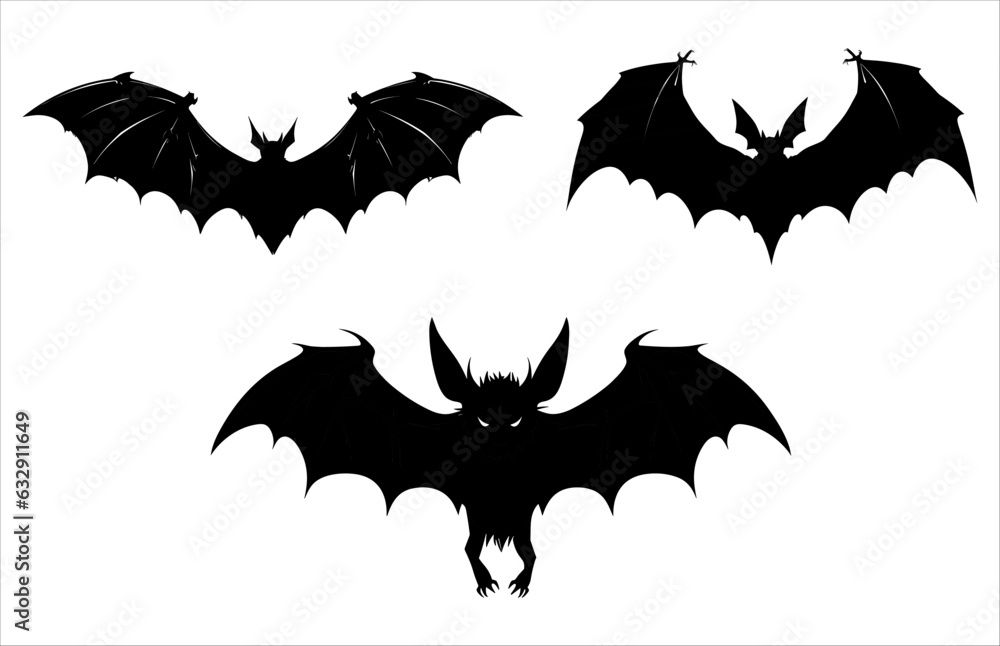 Halloween Flying Bat Vector Silhouette