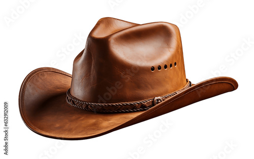 Isolated Cowboy Hat in Brown Leather Worn by Rodeo Horse Rider. Generative AI