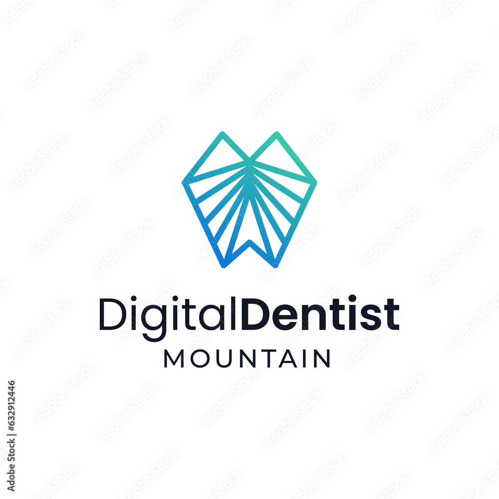 Modern logo combination of teeth and cut lines.