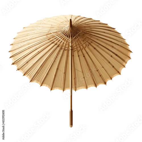Straw Beach Umbrella Isolated on Transparent Background. Generative AI