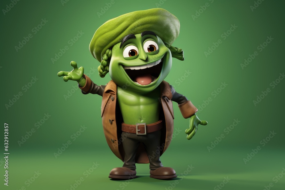 3D Illustration of a Green Leprechaun Mascot 3D Illustration of a Green Leprechaun Mascot