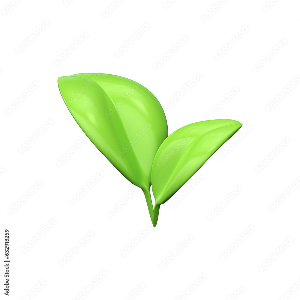 3d plant and leaf icon. Symbol of ecology and environment 3d plant and leaf icon. Symbol of ecology and environment