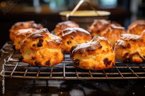 freshly baked scones cooling on a wire rack photo