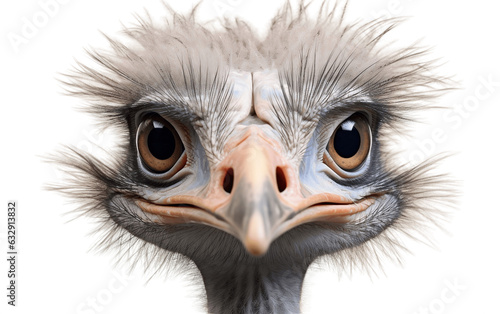 Close up of Ostrich on Transparent Background. Generative AI
