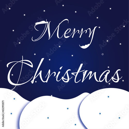 stylish card merry christmas with snow