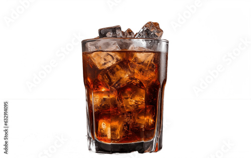 Glass of Cola with Ice Coke Cuba. Generative AI
