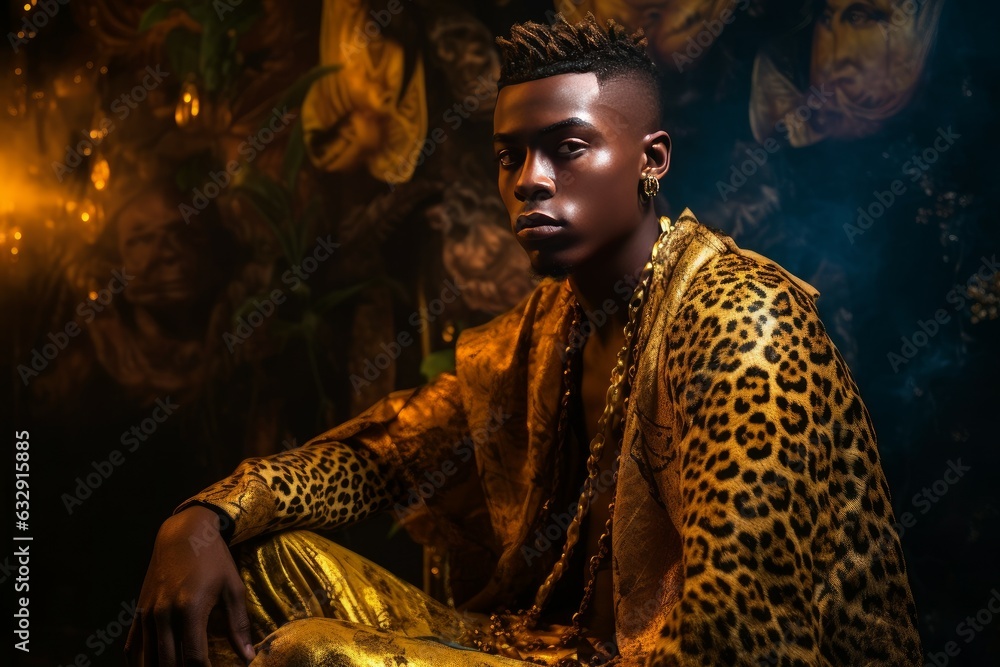 African model glossy man. Generate Ai