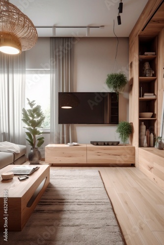 Photo of modern minimalist style kitchen. Generative AI. © Agustin