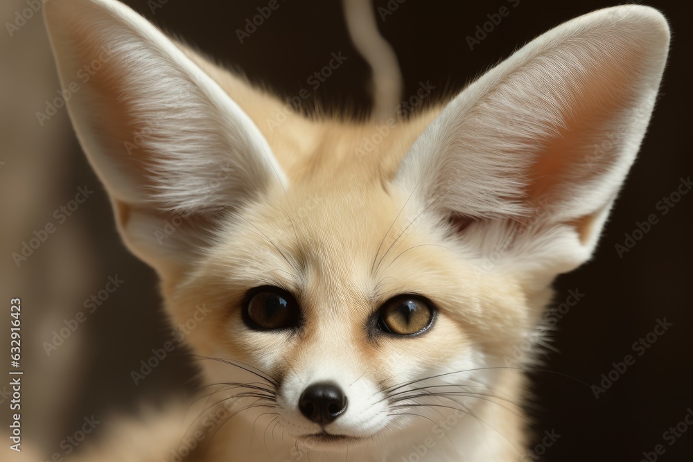 Obraz premium Fennec fox head closeup. Generate Ai
