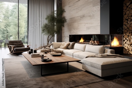 minimalist living room with a mix of textures and materials