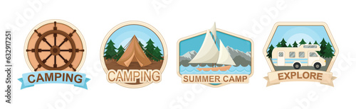 Camping and Outdoor Exploration Badge Vector Set