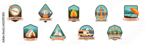 Camping and Outdoor Exploration Badge Vector Set