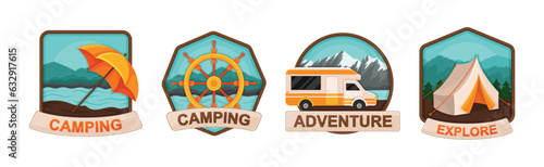 Camping and Outdoor Exploration Badge Vector Set