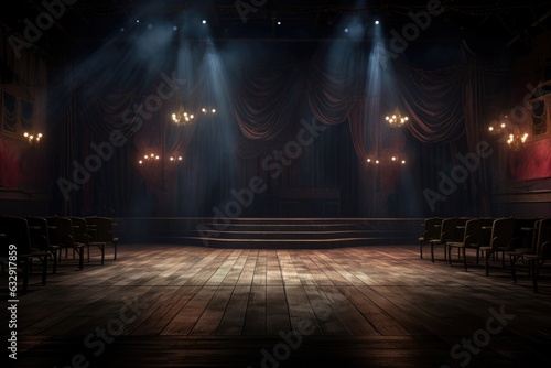 ballet stage with spotlight and empty seats