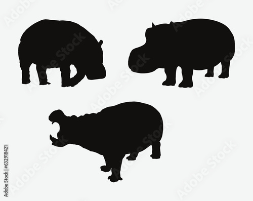 Majestic Hippopotamus Silhouettes, A Collection of Graceful and Powerful Hippo Outline Vectors