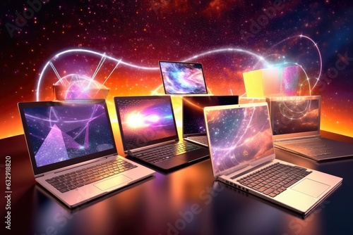 Laptops collaboration solve tasks related to neural networks and artificial intelligence