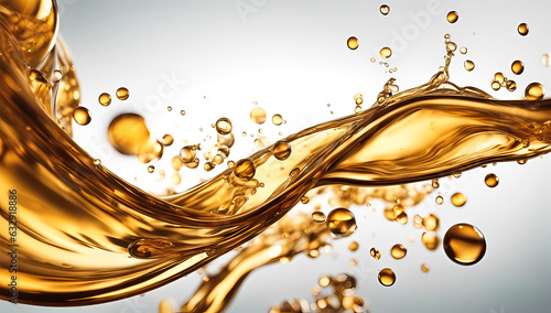 yellow drop oil, Liquid gold oil drop ripple background, abstract liquid background, olive or engine oil splash with waves photo