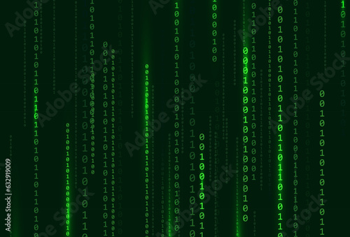 Free vector matrix style binary code digital background with falling numbers