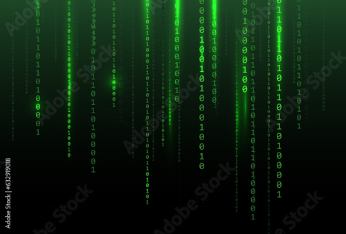 Free vector matrix style binary code digital background with falling numbers