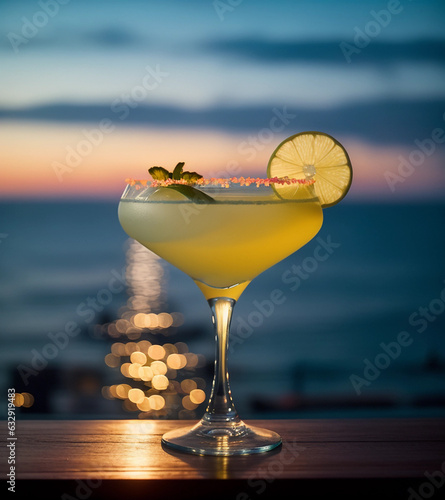 Cocktail on the beach. Generative AI. © F@natka