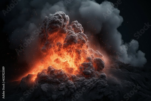 Volcano erupting smoking. Generate Ai © nsit0108