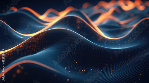 Abstract digital wave. Technological background. Created with Generative AI technology.