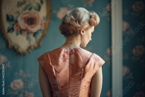 Woman retro dress. Generate Ai