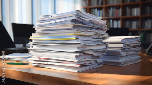 Stack of documents on the office desk.Created with Generative AI technology.