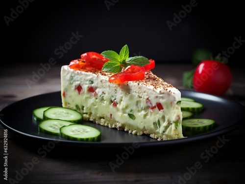 Chili pepper and cucumber cheesecake extremely detailed generative ai