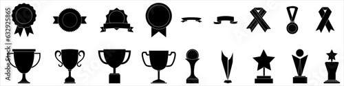 Award icon vector set. Trophy illustration sign collection. Success symbol or logo.