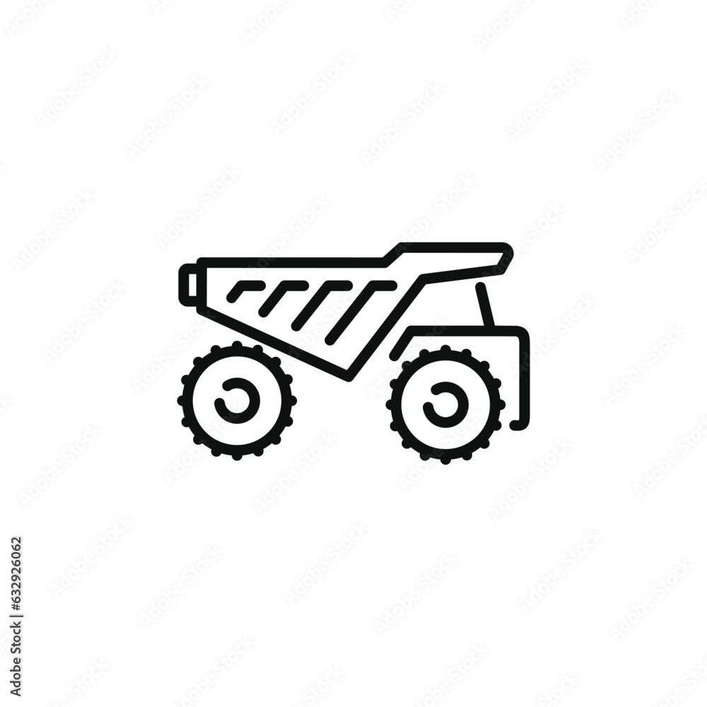 Dump truck line icon isolated on white background Dump truck line icon isolated on white background