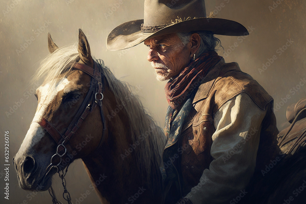 American western cowboy man or rancher with hat and strong appearance. Wild wild west sheriff. Ai generated American western cowboy man or rancher with hat and strong appearance. Wild wild west sheriff. Ai generated