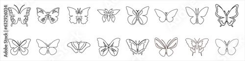 Butterflies icon vector set. Insect illustration sign collection. Butterfly symbol or logo.