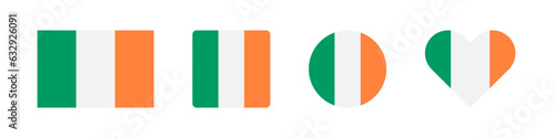 Ireland icon. Irish flag signs. National badge symbol. Europe country symbols. Culture sticker icons. Vector isolated sign.