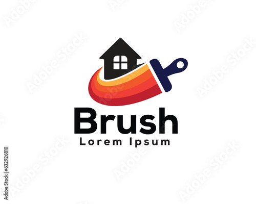 home brush paint coloring service logo design template illustration inspiration