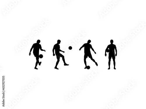 Vector flat design soccer player silhouette set
