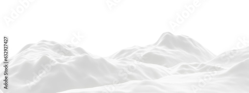 3D render snowy mountain. Snow terrain.