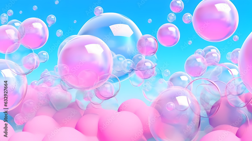 3d render of abstract background with pink and blue bubbles in water 3d render of abstract background with pink and blue bubbles in water
