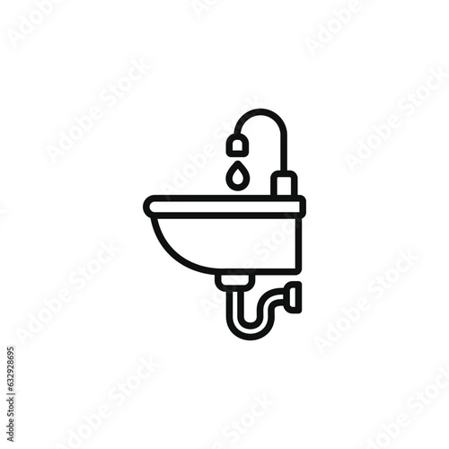 Sink line icon isolated on white background