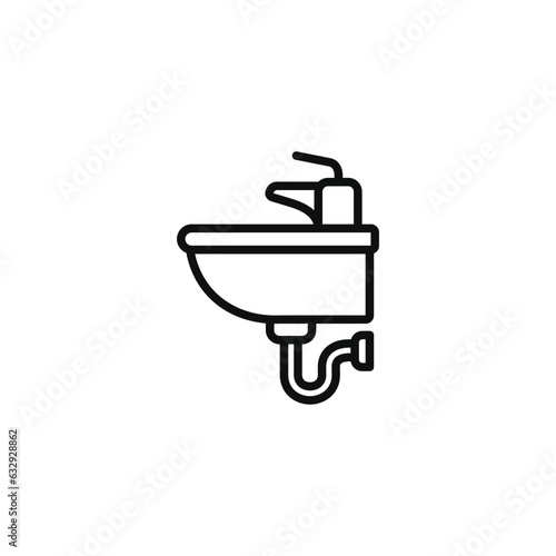 Sink line icon isolated on white background