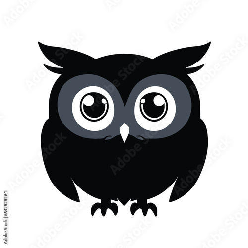 Fototapeta Naklejka Na Ścianę i Meble -  Black owl vector for logo or icon, clip art, drawing Elegant minimalist style, abstract style illustration