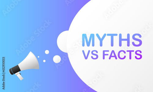 Myths vs facts icon. Flat, color, comparison of myths and facts. Vector illustration