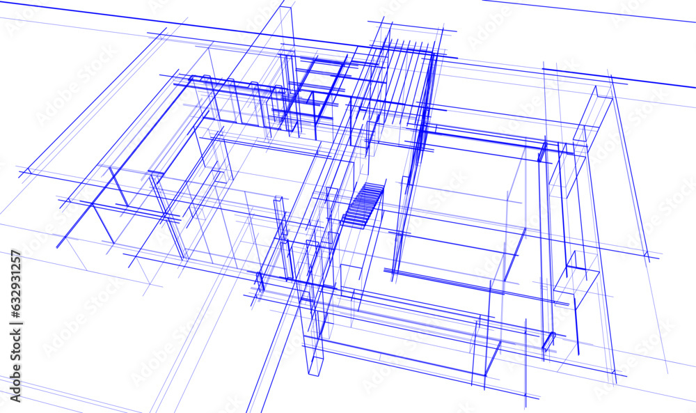 house building sketch architecture 3d illustration house building sketch architecture 3d illustration