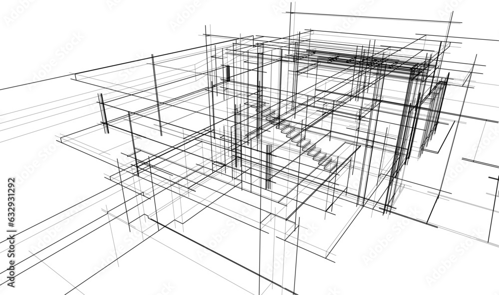house building sketch architecture 3d illustration house building sketch architecture 3d illustration