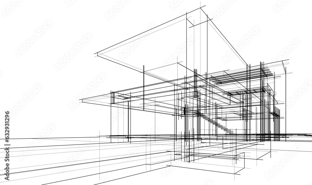 house building sketch architecture 3d illustration house building sketch architecture 3d illustration
