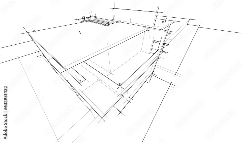 house building sketch architecture 3d illustration