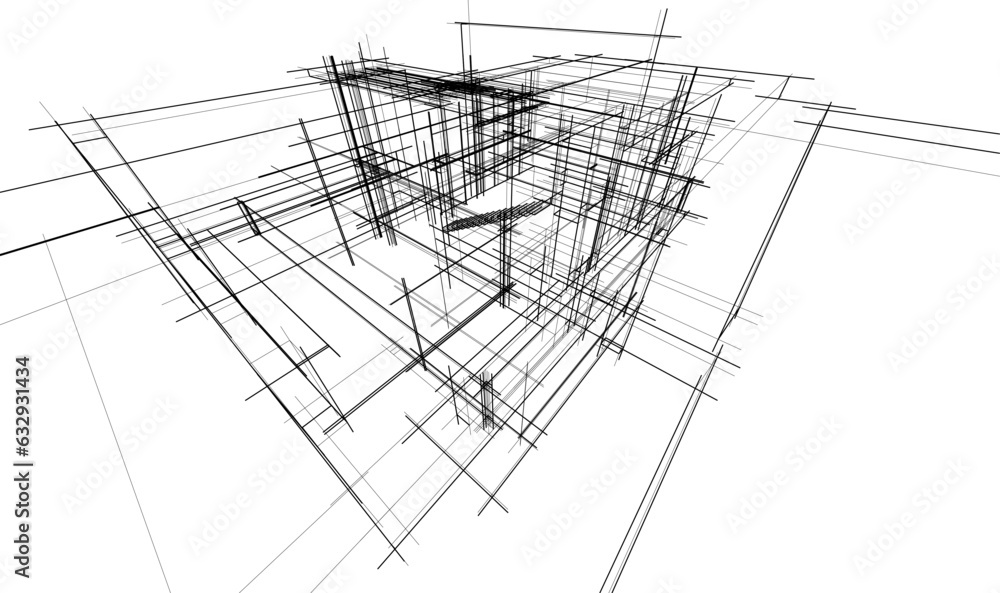 house building sketch architecture 3d illustration house building sketch architecture 3d illustration