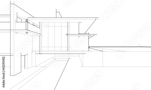 house building sketch architecture 3d illustration