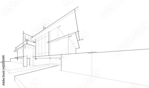 house building sketch architecture 3d illustration